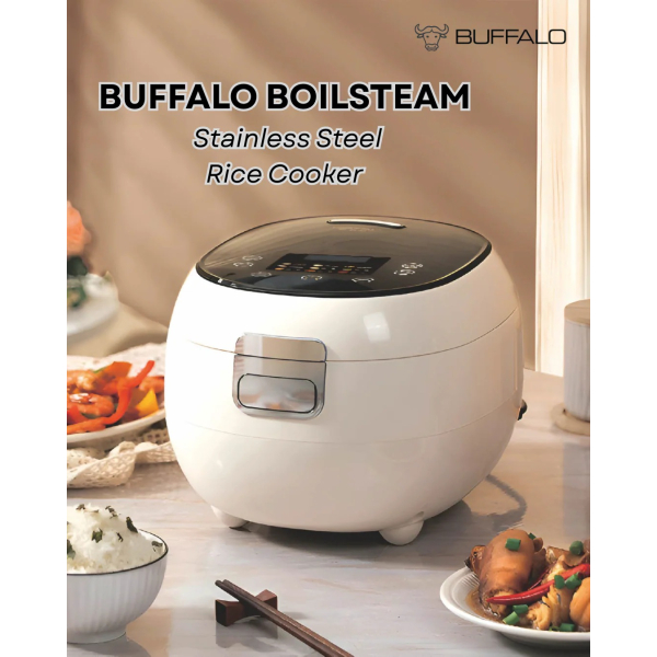 Buffalo BOILSTEAM Stainless Steel 3L Rice Cooker (5 cups)
