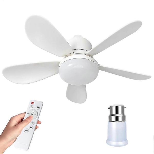 52cm Silent Ceiling Fan with 3 Light Modes, 5 Blades, Plus Remote E27/E14/B22