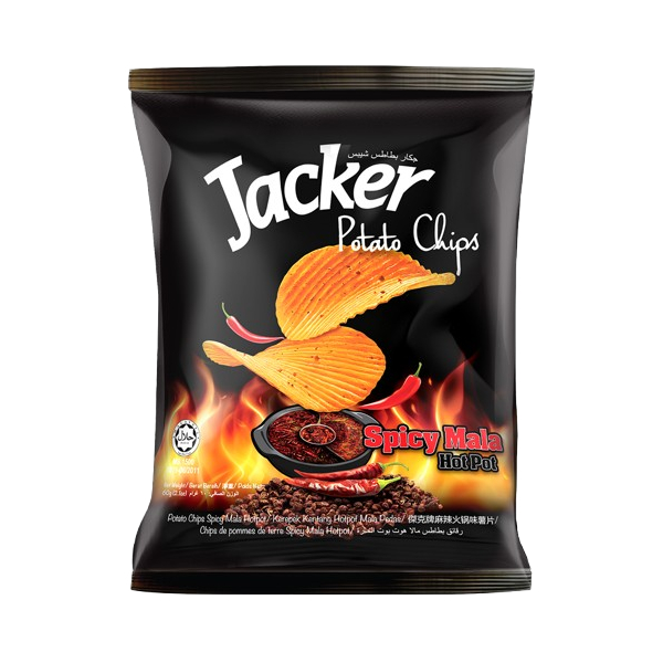Jacker Potato Chips Spicy Mala 60gm 12pcs per bag