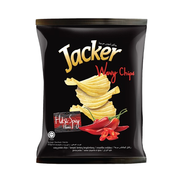 Jacker Waver Chips Hot & Spicy 60gm 12pcs per bag