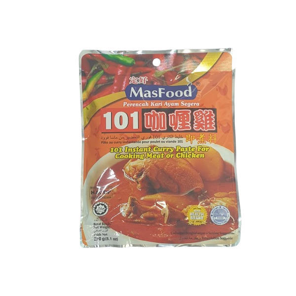 MASFOOD 101 INS.MEAT CURRY PASTE 230G 定好 101 咖哩鸡即煮料