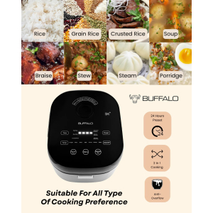 Buffalo NEW IH Stainless Steel Inner Pot Smart Rice Cooker with Boilsteam Function (10 cups)