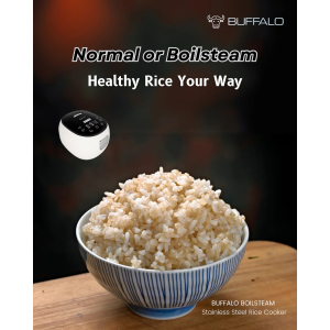 Buffalo BOILSTEAM Stainless Steel 3L Rice Cooker (5 cups)