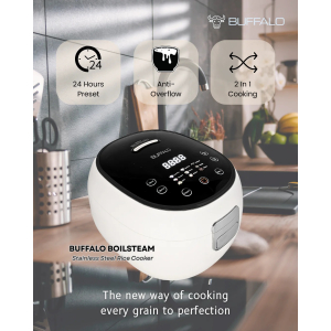 Buffalo BOILSTEAM Stainless Steel 3L Rice Cooker (5 cups)