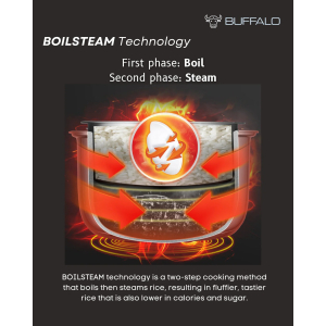 Buffalo BOILSTEAM Stainless Steel 3L Rice Cooker (5 cups)