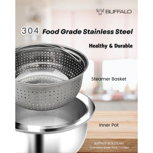 Buffalo BOILSTEAM Stainless Steel 3L Rice Cooker (5 cups)