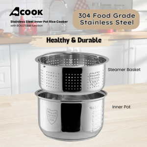 ACook by Buffalo BOILSTEAM Stainless Steel Inner Pot Rice Cooker 5L (10 Cups)