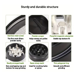 Zinc Alloy Four-Layer Metal Herb Grinder with Handle 40mm