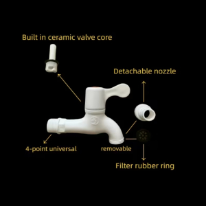 20mm BSP Threaded Tap Valve with Ceramic Core &ndash; Heavy Duty Utility Faucet (White)