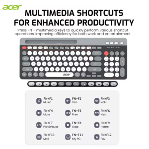 Acer OKR215 Wireless Keyboard & Bluetooth Mouse - Slim Rechargeable 5.0 + 2.4G