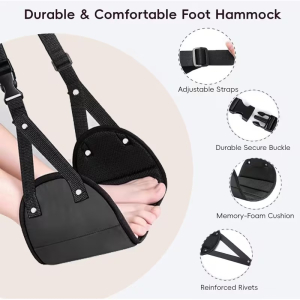 Travel Foot Hammock &ndash; Adjustable Portable Footrest for Plane, Train & Office