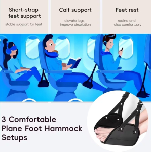 Travel Foot Hammock &ndash; Adjustable Portable Footrest for Plane, Train & Office