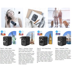 Apiker Universal Travel Adaptor with 4 USB Ports and Type C International Travel Plug for Worldwide Over 170 Countries
