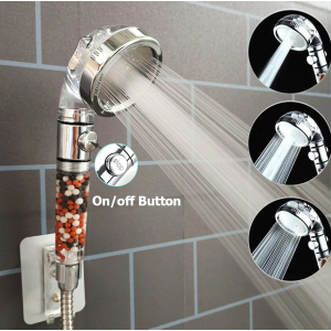 Adjustable 3 Mode High Pressure Shower Head with Beads...