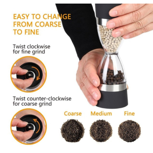 2 in 1 Hourglass Shaped Salt & Pepper Mill Spice Grinder Shaker for Herbs Spices