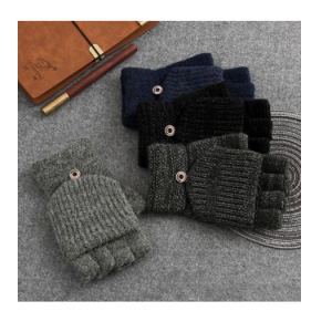 Mens Fingerless Warm Hand Mittens Gloves with Finger Beanie, or for Women