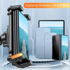 Universal Tablet & Phone Holder &ndash; Clamp Mount for Mic Stands, Poles & Tripods