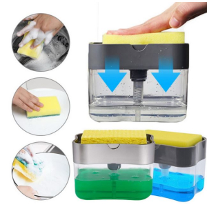 Soap Dish Pump Dispenser + Scourer