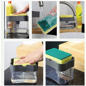 Soap Dish Pump Dispenser + Scourer