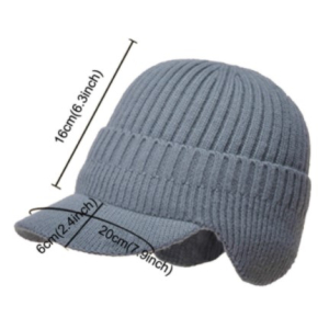 Mens Knitted Beanie with Visor and Earflaps