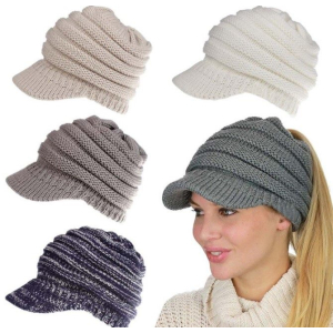 Ponytail Beanie with Visor