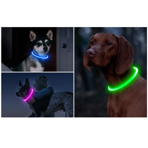 LED Illuminating Pet Dog Collar 70cm - Rechargeable, U...