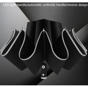 Automatic Fast Opening Umbrella, Reflective Edging, LED Light, Inverted Folds