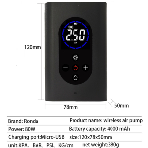 150PSI USB Portable Air Pump Inflator + LED Light, Power Bank