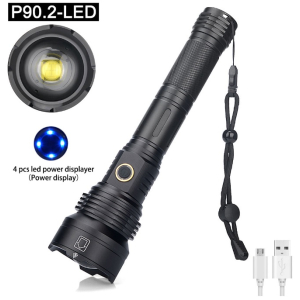 XHP90 Super Bright & Wide - 4 Core Tactical Torch Flashlight 3 Modes + 2 x 26650 Batteries