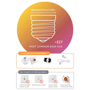 E27 Screw Smart Sensor Light Bulb - Cool White