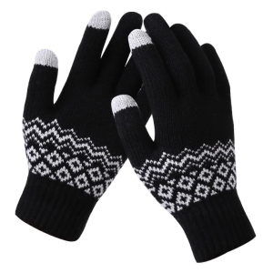 Touch Screen Patterned Knitted Gloves for men and women for adults