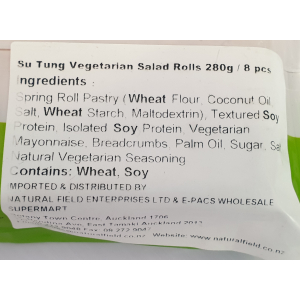 Su Tung Vegetarian Salad Rolls (Contain Vegan Meat Dice) 280g/8pcs