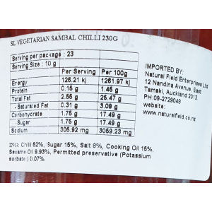 SL Vegetarian Sambal Chilli 230G (V)