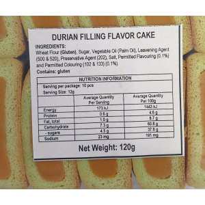 Durian Filled Flavoured Cakes 120g